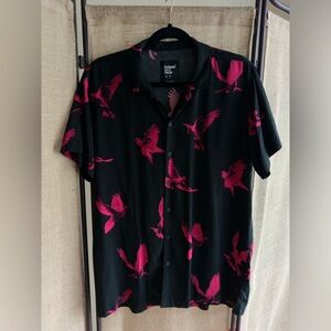 Cuidado Con El Perro - Black - Neon Pink Doves - Silky and Flowing - L